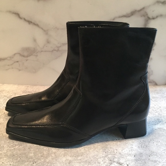 Paul Green Dario Black Leather Booties Size 6 - Picture 4 of 8